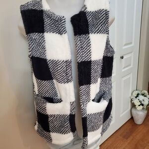 Fleece lumberjack plaid vest M/L 36-38 bust